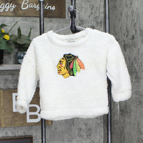 NHL Chicago Blackhawks Girls Crew Neck Poly Gold Lurex Sweatshirt White Lurex XS