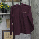 Belle by Kim Gravel Just a Touch Faux Leather Trim Hoodie Winestasing Red XS