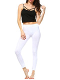 White Mark Womens Lightweight Knit Solid Leggings 208-04 White
