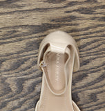 Laura Ashley Girls Block Heels Patent Dress Shoes Beige Brown 4