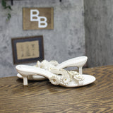 A New Day Womens Dalia Heels Flower Kitten Sandals 94834844 Cream Off White 8M