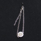 Crystal Medallion Halo Pendant Bracelet Silver Gray / Clear 6" + 1.5"