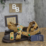 Universal Thread Criss Cross Gemstone Studded Sandals Brown Multi / Black 9.5M