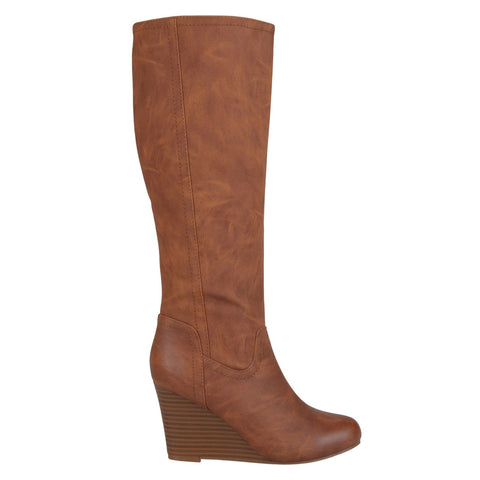 Journee Collection Langly Womens Wedge Knee High Boots Brown 8M