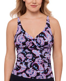 Swim Solutions Crossover Tankini Swim Top Dancing Paisley Black Multi 10