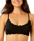 Salt + Cove Womens Juniors Ruffle-Trim Bralette Bikini Top SC24052BT Black M