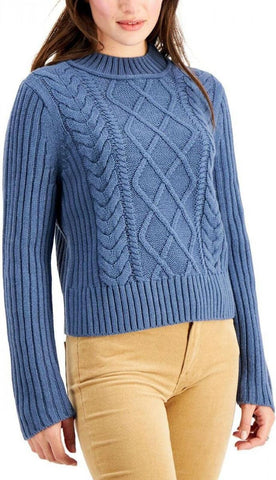 Tommy Hilfiger Womens Cable Knit Ribbed Trim Funnel-Neck Sweater J1JS0573