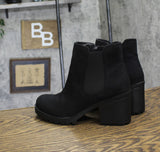 Sun + Stone Womens Morghan Lug Sole Block Heel Booties Black Microsuede 8M