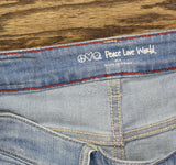 Peace Love World Reverse Pieced Straight Leg Denim Jeans Light Wash Blue 8