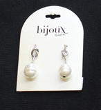 Bijoux Bar Faux Baroque Pearl Post Drop Earrings Silver Gray / Off White 1.5"
