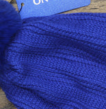 On 34th Womens Rib-Knit Beanie Pom Pom Rolled MO1542501 Royal Blue