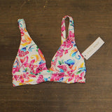Anne Cole Womens Watercolor Paisley Shirred Bikini Top Swim Multi White M