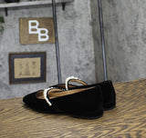 On 34th Womens Sarrya Pearl Mary-Jane Flats 10019682600 Black Velvet 5.5M