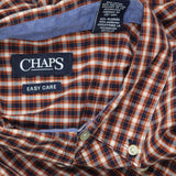 Chaps Mens Easy Care Button Up Long Sleeve Shirt Pocket Red Plaid XL