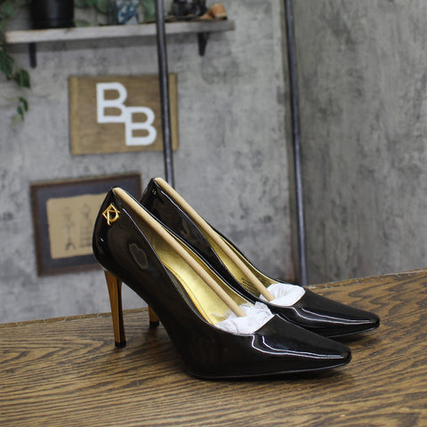 Donna Karan Womens Closed Toe Savita High Heel Stiletto Pumps Black / Gold 6M