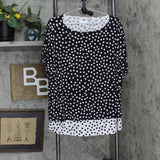 Susan Graver Womens Printed Liquid Knit Layered Top A290762 Black / White 2X
