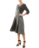 Ny Collection Womens Two Tone Ribbed A-line Dress MHAD0445 Dark / Light Gray M