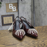 A New Day Serafina Rhinestone Slingback Heels 94661789 Burgundy Red 11M