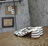 On 34th Womens Gaiaa Bow Block-Heel Sandals 10018687500 Navy Stripe Blue 6M