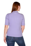 Belldini Knit 1/4 Zip Mock Collar Short Sleeve Sweater Pale Iris Purple 1X