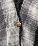 Style & Co. Womens Plaid to Solid Reversible Topper Cozy SC4642515 Black / Gray