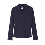 French Toast Girls Uniform Long Sleeve Polo with Picot Collar Navy Blue M (7-8)