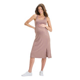 Isabel Maternity By Ingrid & Isabel Active Midi Maternity Dress Taupe Brown XS