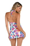 La Blanca V-Neck Halter Tankini Swimsuit Top Flor De Paradiso White Multi 10