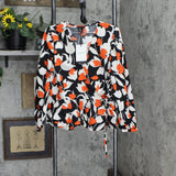 Who What Wear Women's Floral Print Long Sleeve Wrapped Peplum Top WWT-814