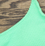 Salt + Cove Rib Scrunch Scoop-Neck Bralette Bikini Top Mint Tea Green S