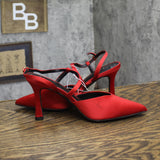 A New Day Womens Rosemary Heels Satin Strappy 94646855 Red 7M