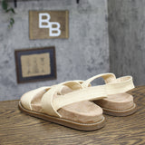 Universal Thread Straps Slip On Open Toe Sandals Cream Off White / Brown 9M