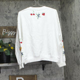 Aqua Womens Fruit Embroidered Sweatshirt PV-T80268A White L