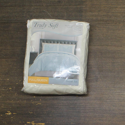 Truly Soft Pleated Duvet Set 3-Piece 72236640034 Ivory  Off White Full/Queen