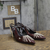 A New Day Womens Serafina Heels Rhinestone Patent 94661786 Burgundy Red 9M