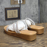 Bella Vita Women's Ona-Italy Sparkle Slide Flat Sandal Silver Metallic Gray 6M