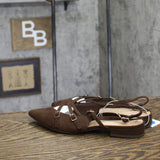 A New Day Twiggy Multi Buckle Mini Heel Flats 94303757 Brown 7M