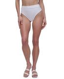 DKNY Womens High Waist Bikini Bottom Swim DIMBS303 Soft White Texture M