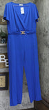 Quiz Womens Scuba Crepe Faux Wrap Front Palazzo Jumpsuit Blue 14