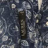 Lauren Ralph Lauren Paisley Strappy Cami Shorts Pajama Set Navy Print Blue L