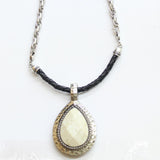 Premier Design Pendant Rolo Chain Necklace Bracelet Silver Gray / Red 15'' + 4''