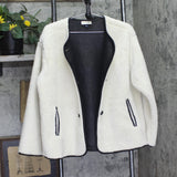 Universal Thread Shearling Button Piped Crewneck Casual Coat Cream Off White M