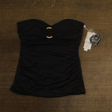 Bleu Rod Beattie Womens Draped Bandini Swimsuit Top with Ring Detail Black 8