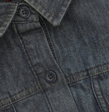 Woolrich X TGT Rolled Cuff Check Lining Cotton Denim Shacket Dark Wash Blue L