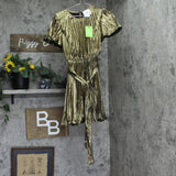 Sam Edelman Womens Plisse Waist Mini Dress Tie 89H505-S4 Gold Yellow 4