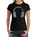 La Pop Art Graphic Headphones Word Art T-Shirt 263106 Black S