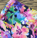 Swim Solutions Neck Garden Dreams Flutter One-Piece Swimsuit Navy Blue Multi 12