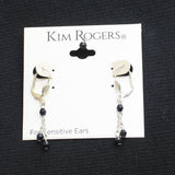 Kim Rogers Fashion Chain Drop Beaded Dangly Earrings Silver Gray / Black 1.75"