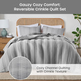 Urban Habitat Quilt Set Crinkled Channel Quilting Coverlet Set UH13-2523
