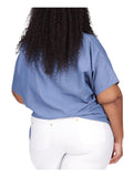 Michael Michael Kors Womens Plus Size Side-Tie Top WB94KUP9HH Cadet Wash Blue 1X